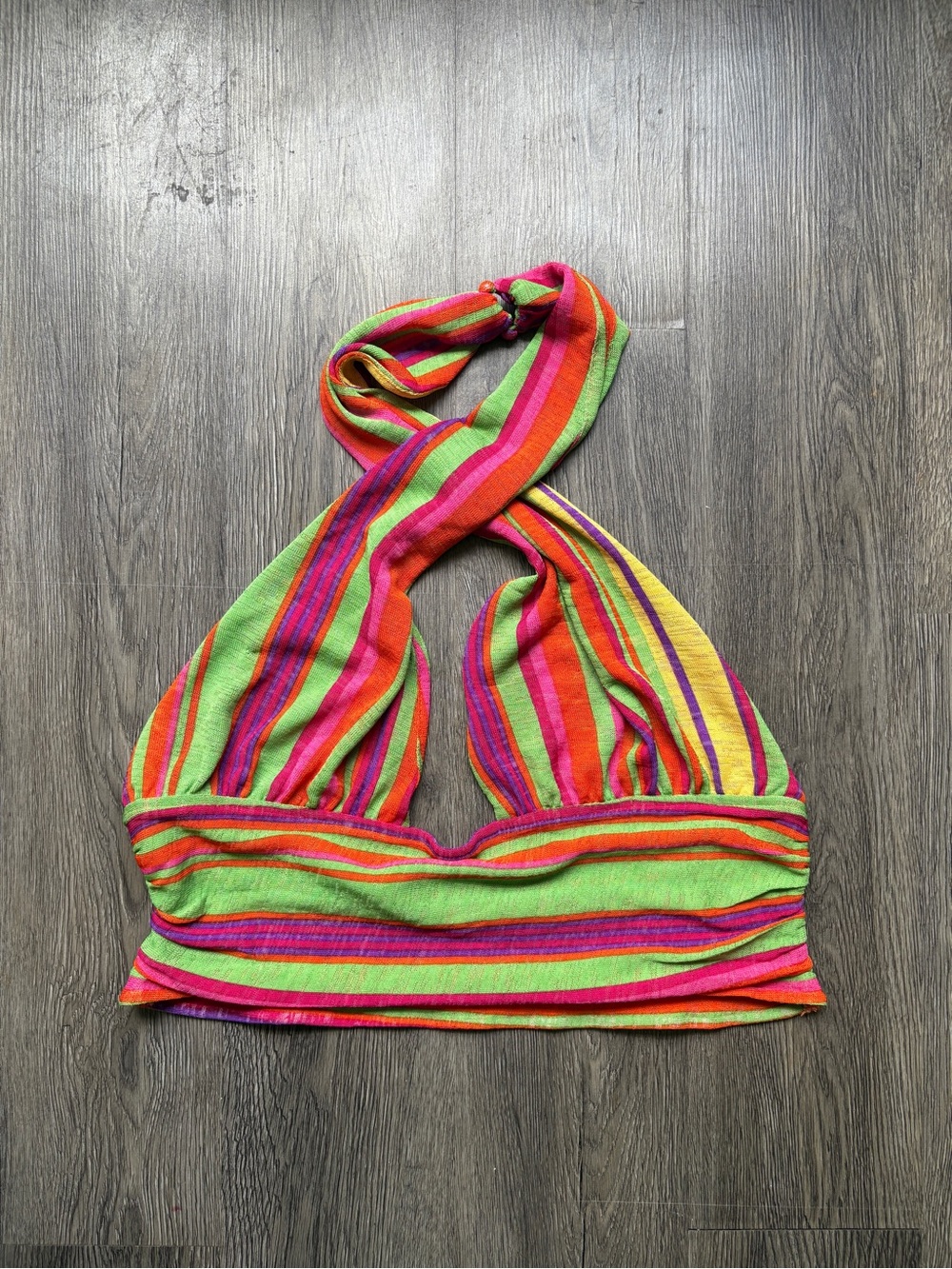Y2K Multicolor Striped Halter Crop Top | Festival Style